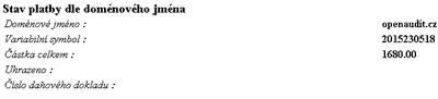 Doména není podle všeho zaplacená....